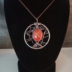 Carnelian Circle of Fire Pendant Necklace